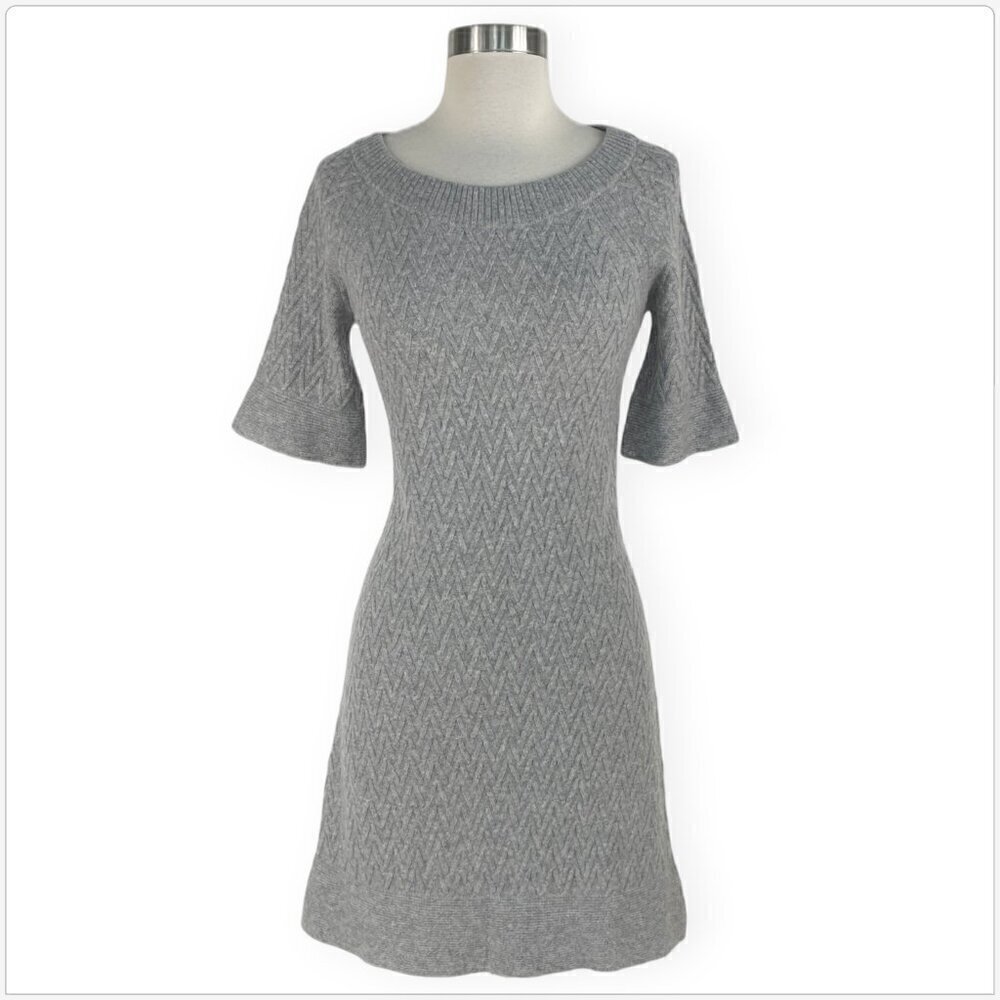 Gianni Bini Gray 100% Cashmere Textured Soft Knit Fall Winter Sweater Dress XS